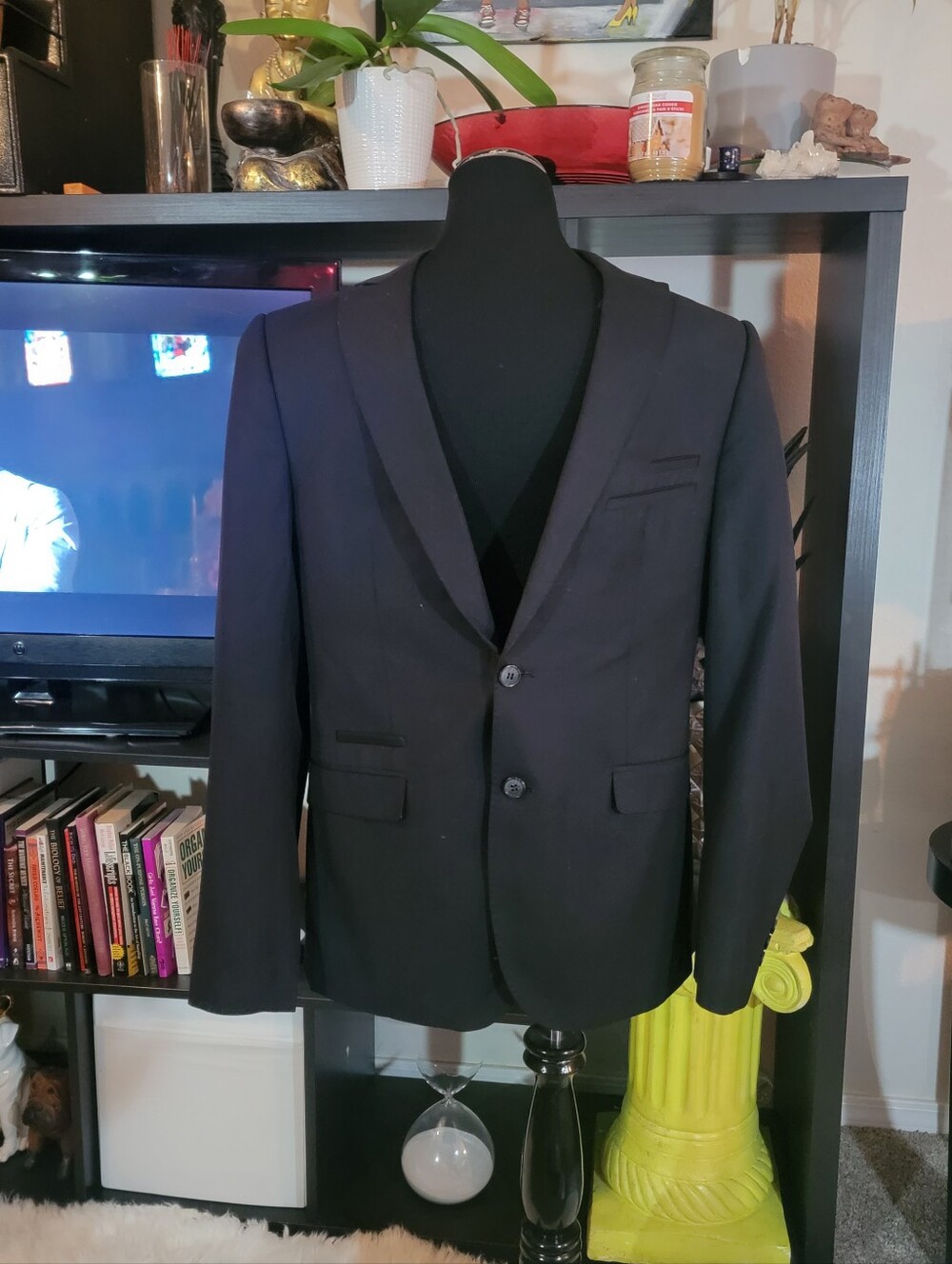 English Laundry Christopher Wicks Black Wool Blend Blazer 42R